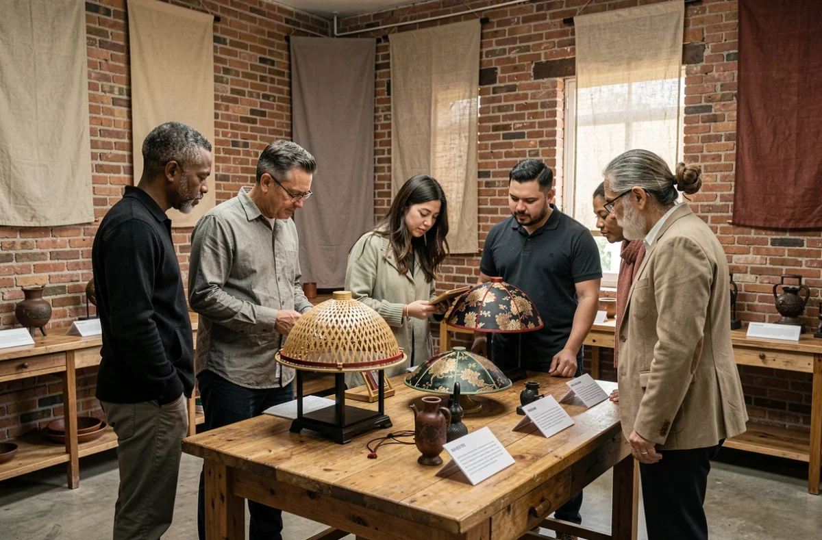 Groupe multiculturel d'adultes participant à un atelier sur le patrimoine culturel asiatique et les coiffures traditionnelles