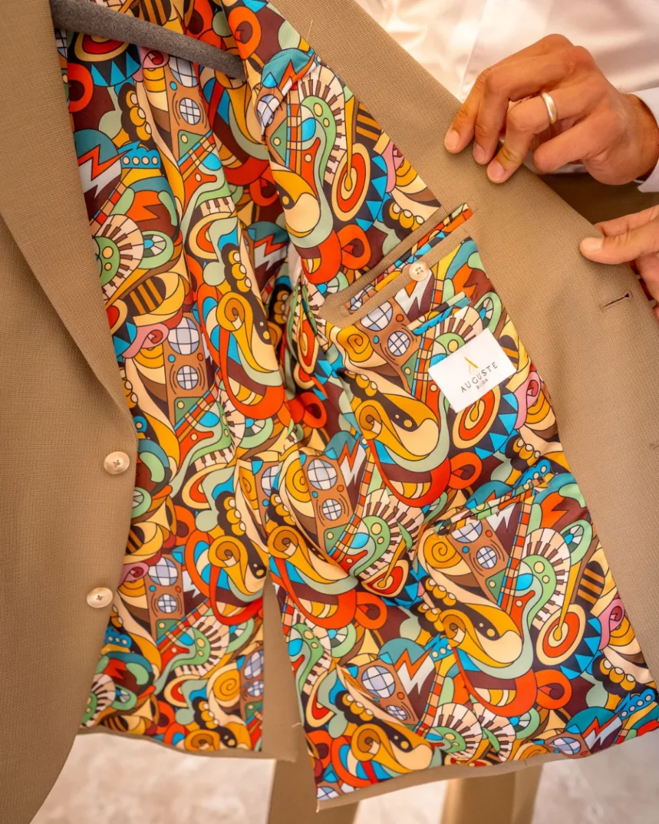 Intérieur et doublure de veste de mariage