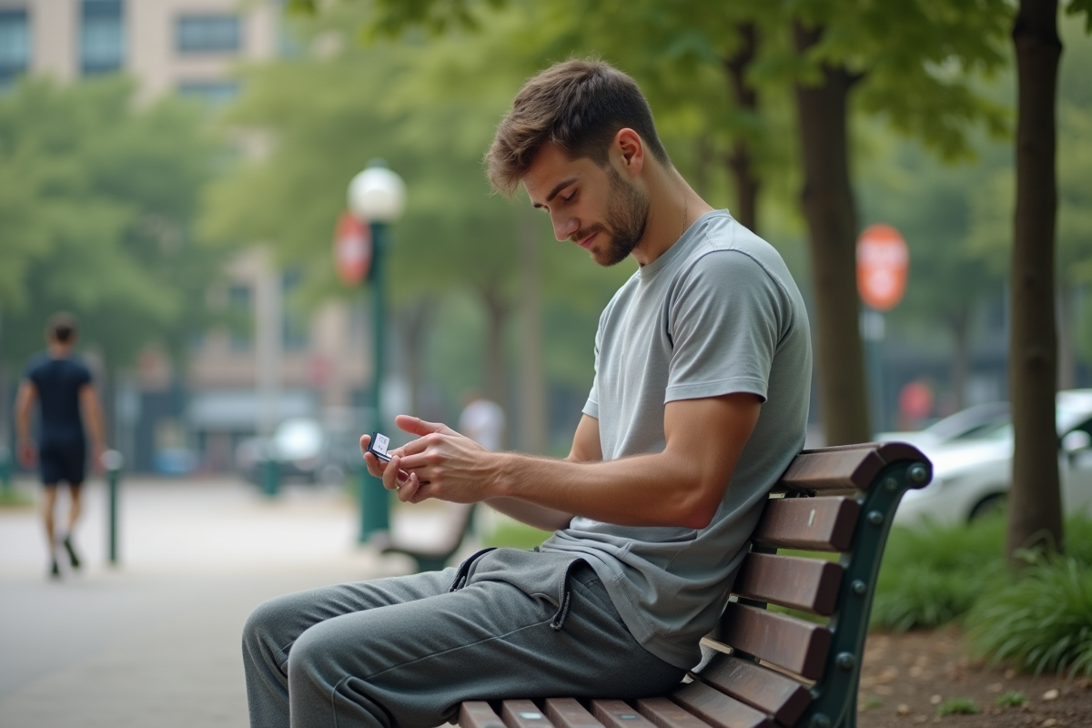 Jeune homme vérifiant l