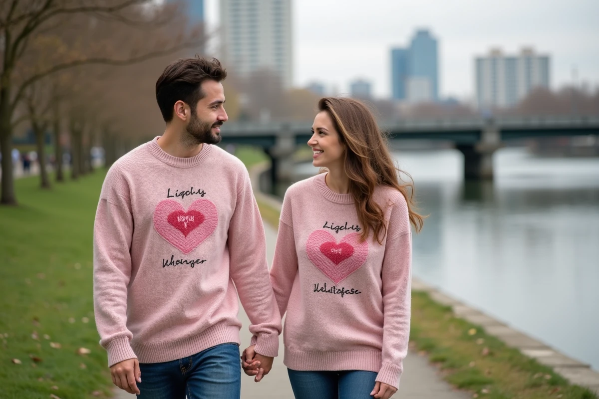 Jeune couple main dans la main en promenade printaniere